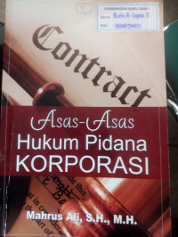 Asas-Asas Hukum Pidana Korporasi